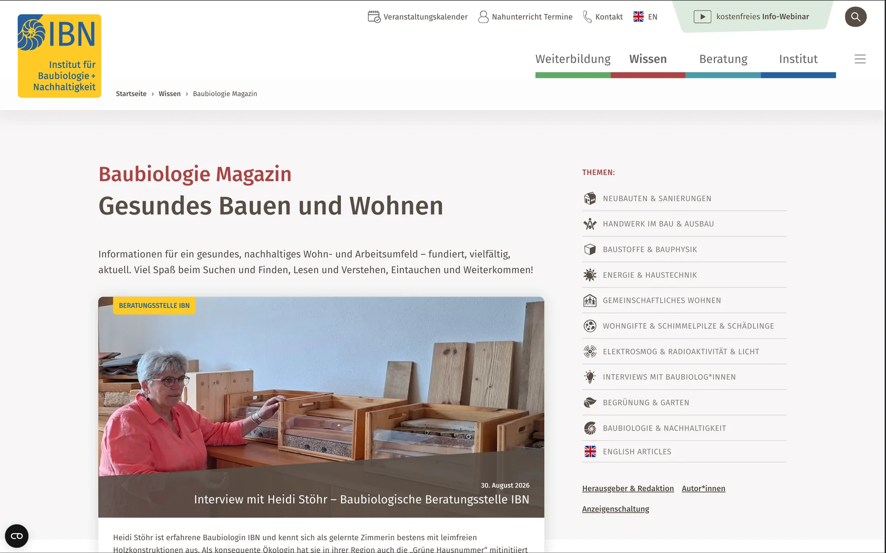IBN – Baubiologie Magazin, Gesundes Bauen und Wohnen