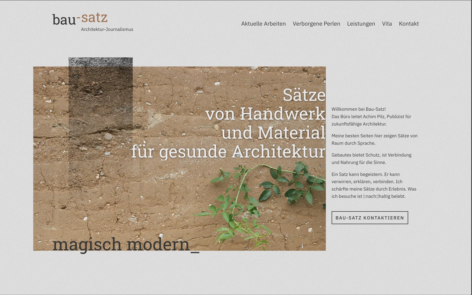 bau-satz – Startseite, Sätze von Handwerk und Material für gesunde Architektur