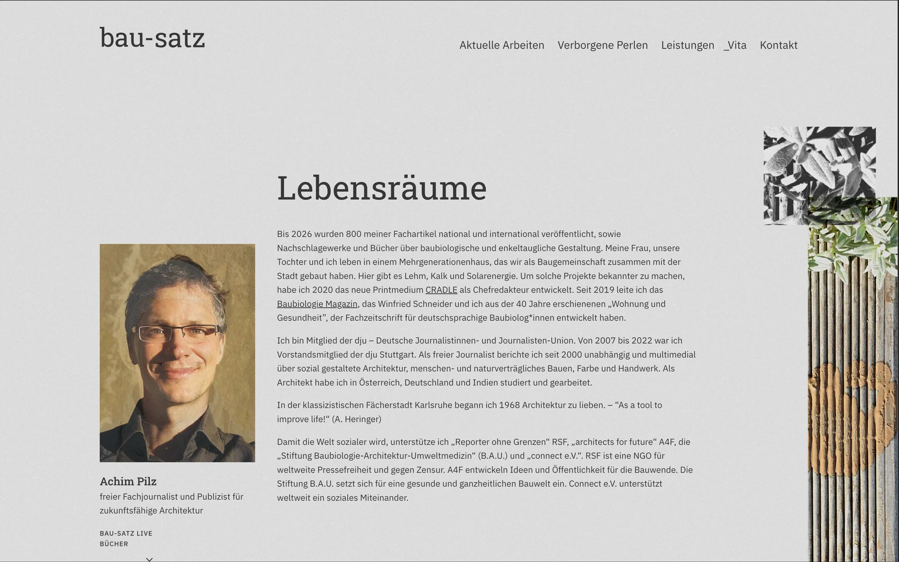 bau-satz – Vita Achim Pilz, Lebensräume
