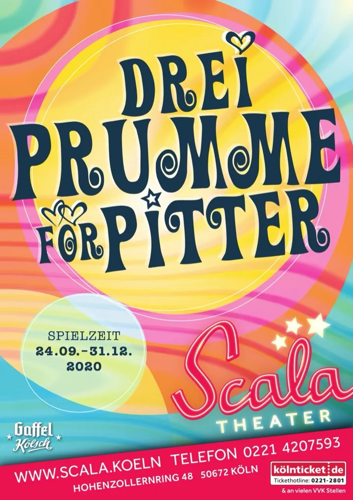 Scala Theater, Plakat zur Spielzeit 2021/22 „Drei Prumme för Pitter“